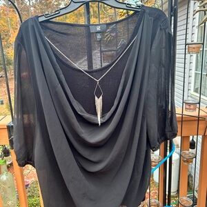 iZ Byer black necklace sheer shirt, size XL.